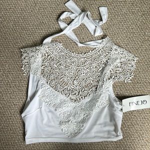 White dressy crop top